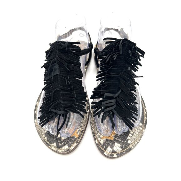 Sam Edelman Gela Black Suede Leather Fringe Sandals Women's Size 8.5 Summer - Picture 4 of 16